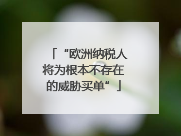 “欧洲纳税人将为根本不存在的威胁买单”
