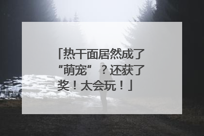 热干面居然成了“萌宠”？还获了奖！太会玩！