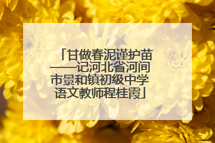 甘做春泥谨护苗——记河北省河间市景和镇初级中学语文教师程桂霞