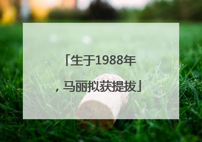 生于1988年，马丽拟获提拔