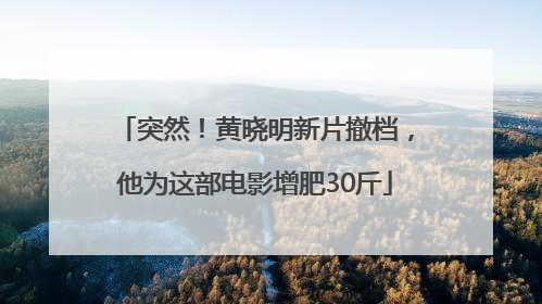 突然！黄晓明新片撤档，他为这部电影增肥30斤