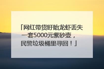 网红带货盱眙龙虾丢失一套5000元紫砂壶，民警垃圾桶里寻回！