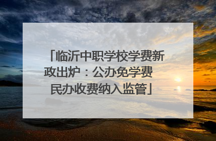 临沂中职学校学费新政出炉：公办免学费 民办收费纳入监管