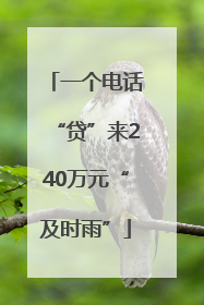 一个电话“贷”来240万元“及时雨”