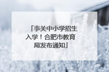事关中小学招生入学！合肥市教育局发布通知