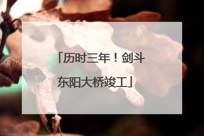 历时三年！剑斗东阳大桥竣工