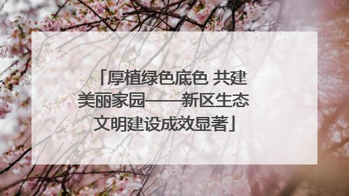 厚植绿色底色 共建美丽家园——新区生态文明建设成效显著