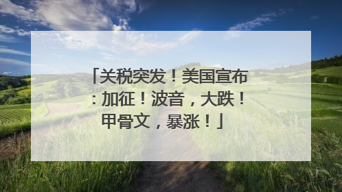 关税突发！美国宣布：加征！波音，大跌！甲骨文，暴涨！