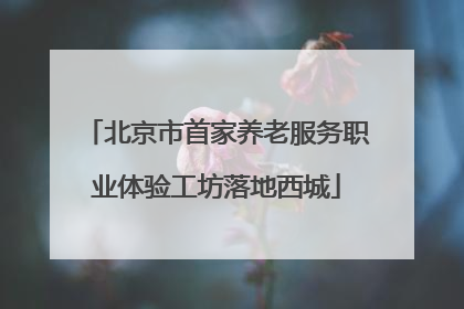 北京市首家养老服务职业体验工坊落地西城