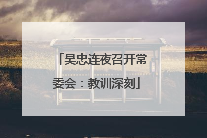 吴忠连夜召开常委会：教训深刻