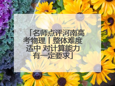 名师点评河南高考物理丨整体难度适中 对计算能力有一定要求