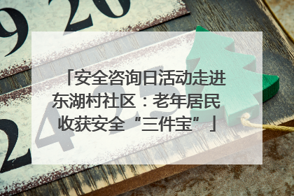 安全咨询日活动走进东湖村社区：老年居民收获安全“三件宝”