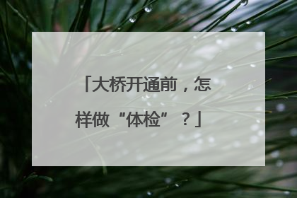 大桥开通前，怎样做“体检”？