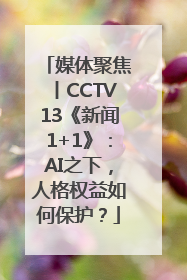 媒体聚焦丨CCTV13《新闻1+1》：AI之下，人格权益如何保护？