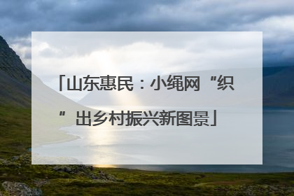 山东惠民：小绳网“织”出乡村振兴新图景