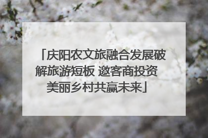 庆阳农文旅融合发展破解旅游短板 邀客商投资美丽乡村共赢未来