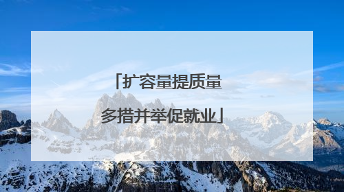 扩容量提质量 多措并举促就业