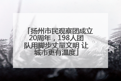 扬州市民观察团成立20周年，198人团队用脚步丈量文明 让城市更有温度