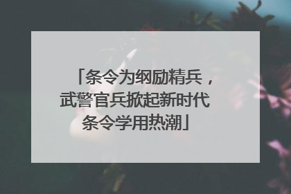 条令为纲励精兵，武警官兵掀起新时代条令学用热潮