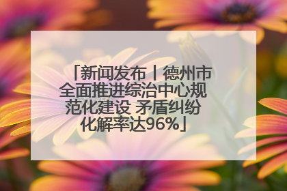 新闻发布丨德州市全面推进综治中心规范化建设 矛盾纠纷化解率达96%