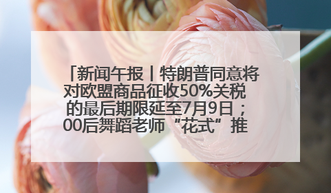 新闻午报丨特朗普同意将对欧盟商品征收50%关税的最后期限延至7月9日；00后舞蹈老师“花式”推介家乡岳阳>>