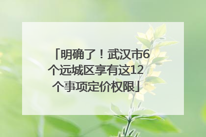 明确了！武汉市6个远城区享有这12个事项定价权限