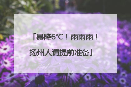 暴降6℃！雨雨雨！扬州人请提前准备
