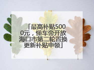 最高补贴5000元，懂车帝开放海口市第二轮置换更新补贴申领