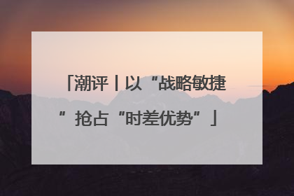 潮评丨以“战略敏捷”抢占“时差优势”