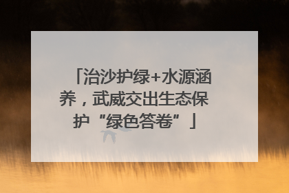 治沙护绿+水源涵养，武威交出生态保护“绿色答卷”