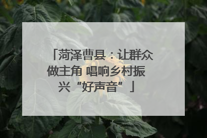 菏泽曹县：让群众做主角 唱响乡村振兴“好声音”