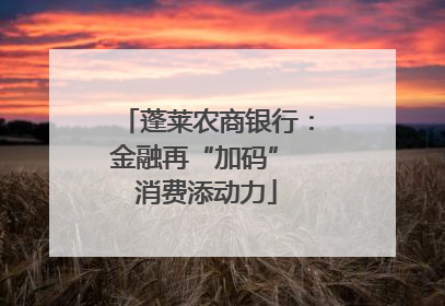 蓬莱农商银行：金融再“加码” 消费添动力