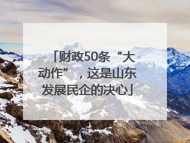 财政50条“大动作”，这是山东发展民企的决心