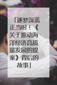 逐梦深蓝正当时！《关于推动海洋经济高质量发展的提案》背后的故事