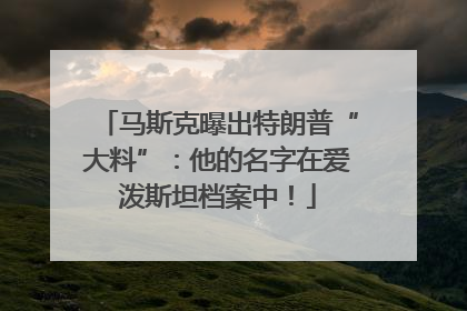 马斯克曝出特朗普“大料”：他的名字在爱泼斯坦档案中！