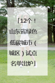 12个！山东省绿色低碳城市（城区）试点名单出炉