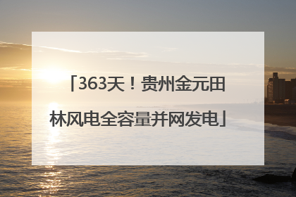 363天！贵州金元田林风电全容量并网发电